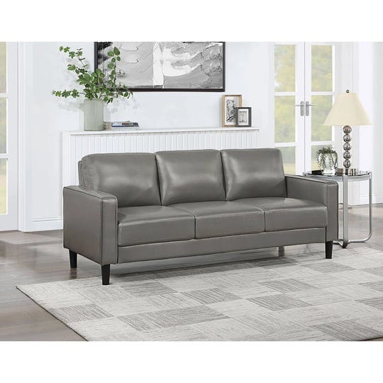 coaster-ruth-faux-leather-upholstered-track-arm-faux-leather-sofa-gray-1