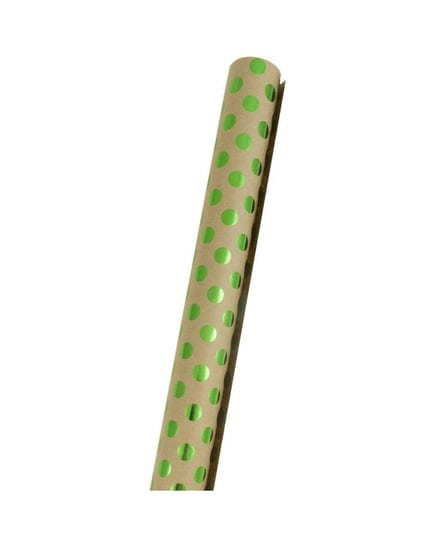 jam-paper-gift-wrap-kraft-wrapping-paper-50-sq-ft-total-green-foil-polka-dots-on-brown-kraft-paper-2-1