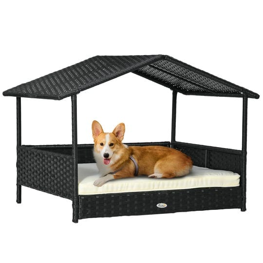 pawhut-wicker-dog-house-outdoor-with-canopy-rattan-dog-bed-with-water-resistant-cushion-for-small-an-1