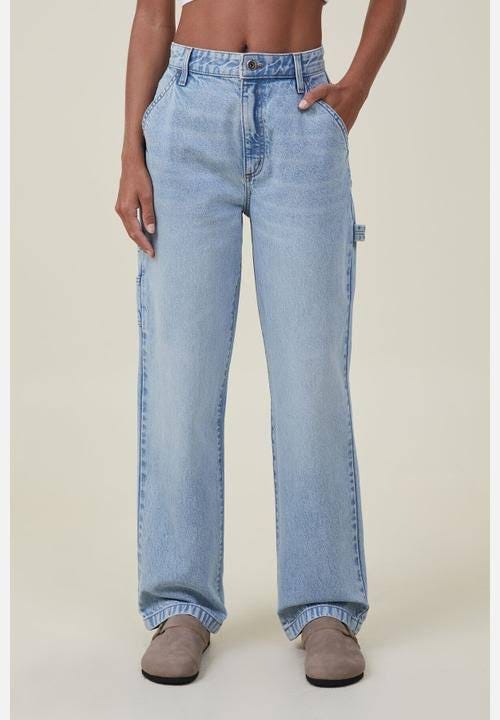 Comfortable Light Wash Denim Jeans with Relaxed Fit | Image