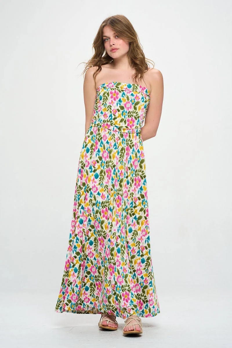 Elegant Pink Flowy Maxi Dress in 96% Polyester | Image