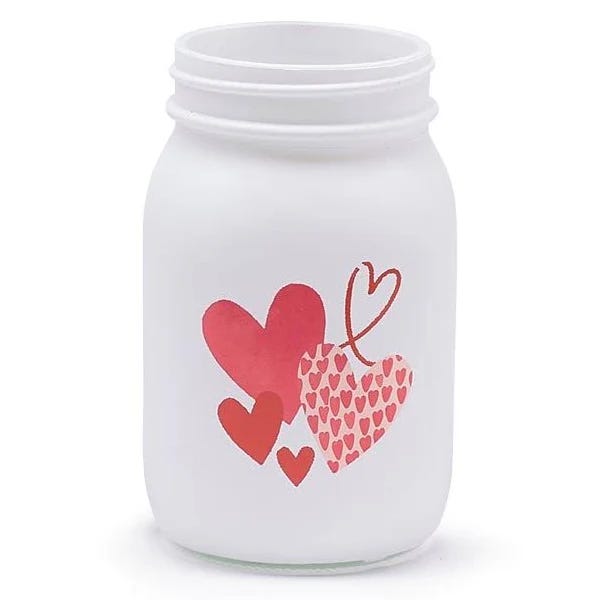 Burton + Burton Frosted Pint Mason Jars with Heart Art (Case of 24) | Image