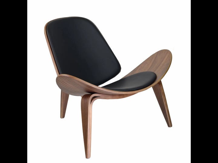 hans-wegner-shell-chair-replica-walnut-plywood-and-black-leather-1