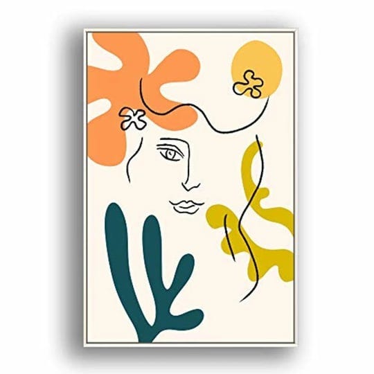idea4wall-framed-canvas-print-wall-art-line-art-face-with-abstract-flowers-geometric-patterns-illust-1