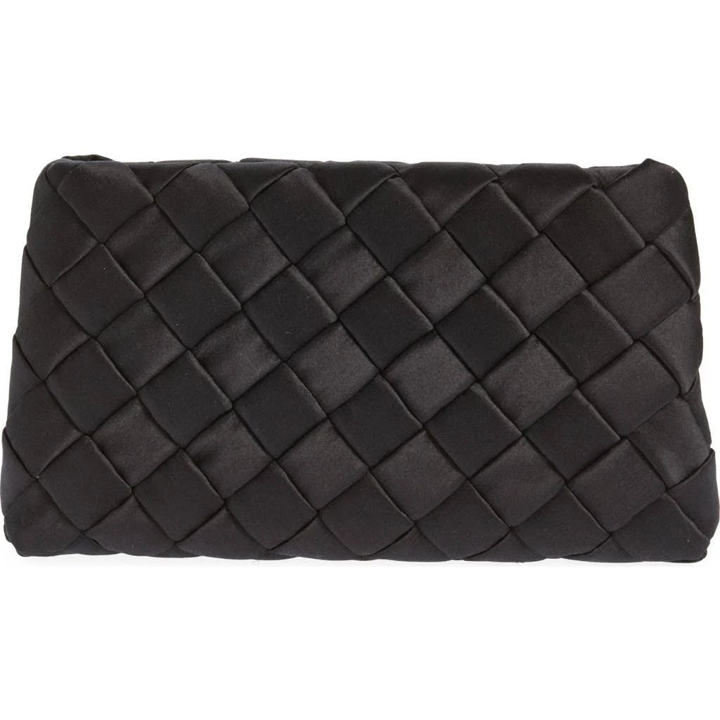 Luxurious Satin Woven Puffy Clutch in Black for All Occasions | Image