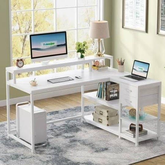 tribesigns-l-shaped-computer-desk-with-drawer-and-storage-shelf-white-1