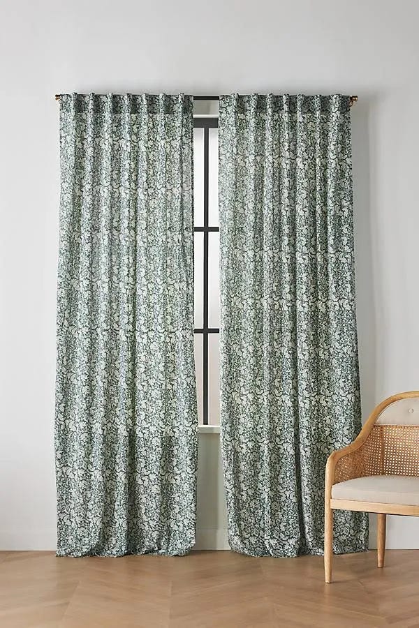 Elegant Hyacinth Yellow Cotton/Linen/Rayon Semi-sheer Curtains | Image
