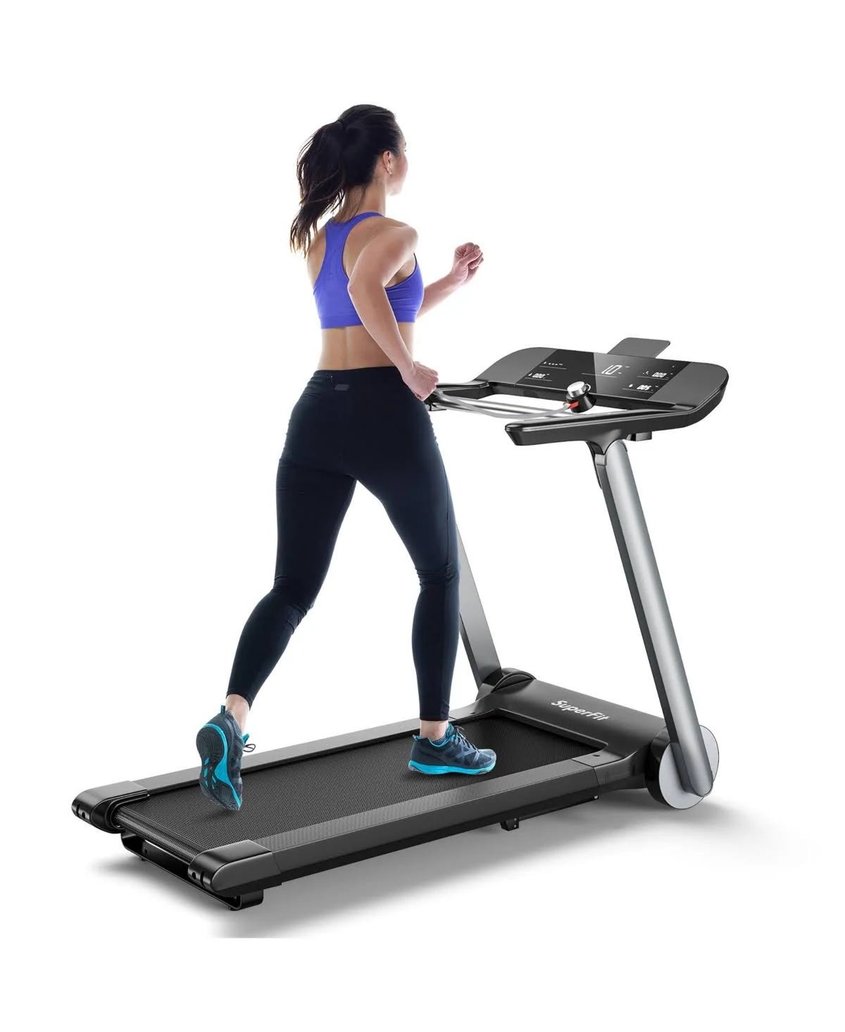 Folding Electric Treadmill by SuperFit: Bluetooth 10 Preset Programs | Image
