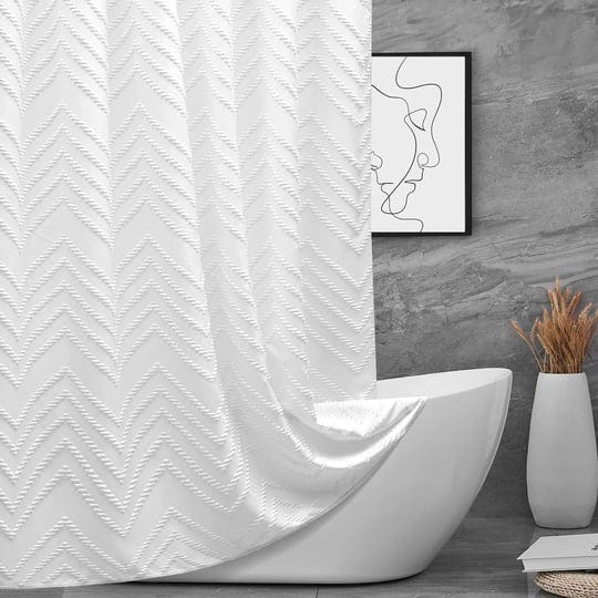 96inche-extra-long-shower-curtains-72-x-96-inches-white-tufted-chevron-striped-fabric-shower-curtain-1