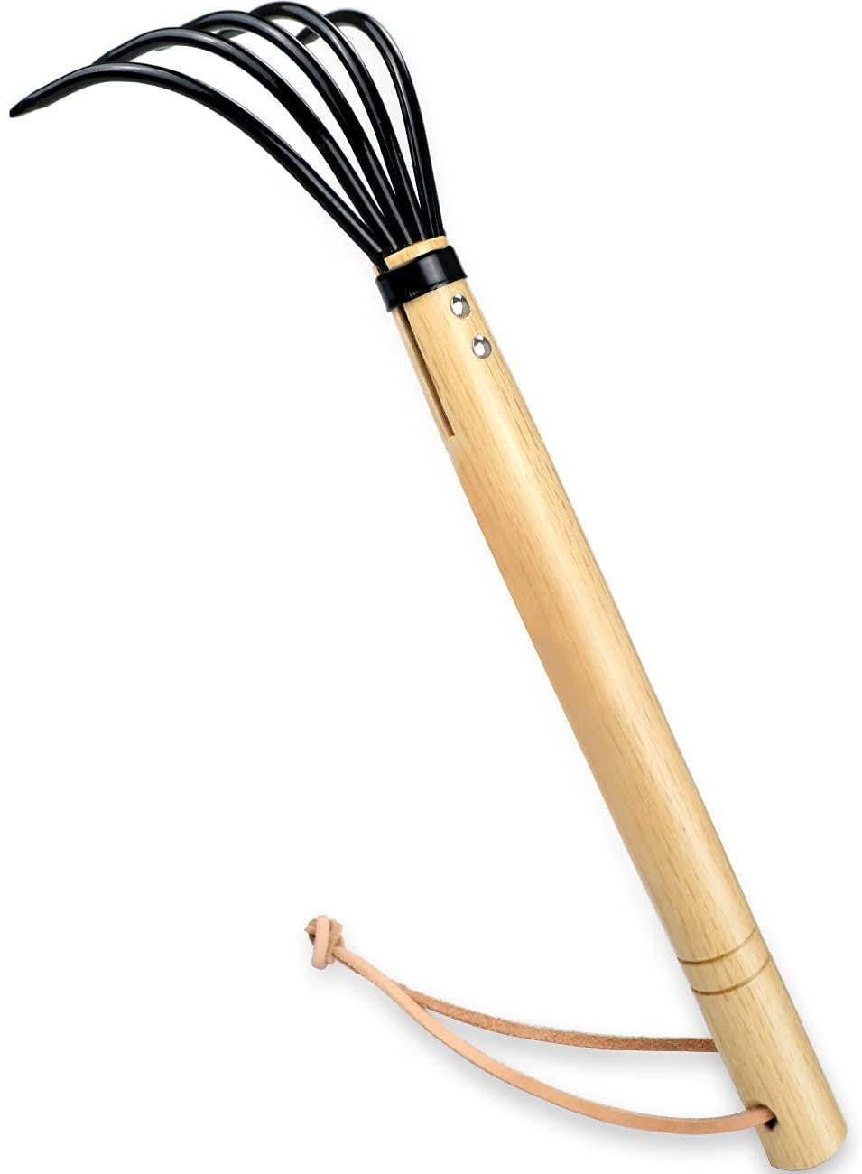 Durable Japanese Ninja Claw Garden Rake and Cultivator with Ergonomic Wood Handle | Image