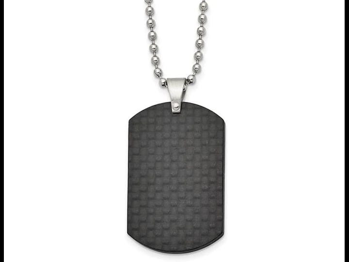 mens-black-carbon-fiber-dog-tag-pendant-necklace-in-stainless-steel-with-chain-mens-size-one-size-1