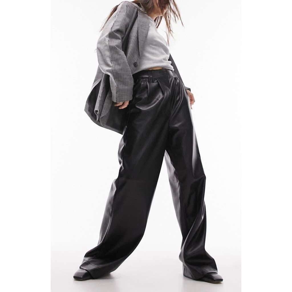 Comfortable wide-leg black faux leather pants | Image