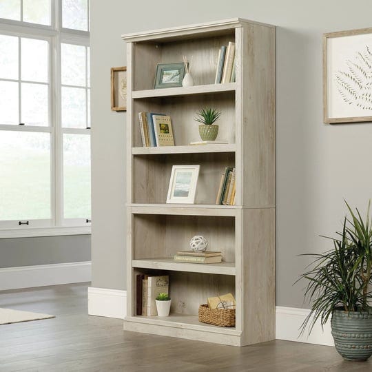 sauder-engineered-wood-5-shelf-bookcase-in-chalked-chestnut-423034