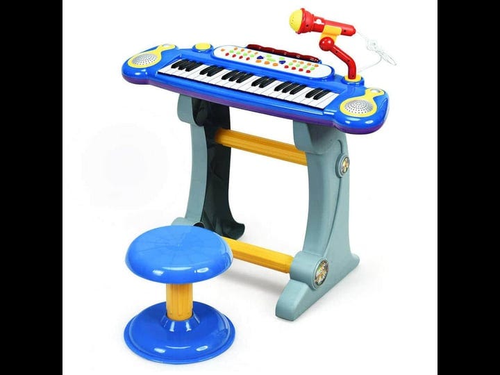 goplus-37-key-electronic-keyboard-kids-toy-piano-mp3-input-w-microphone-stool-blue-1