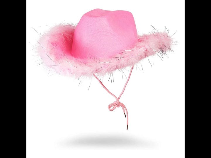 juvolicious-hot-pink-cowboy-hat-with-feathers-for-women-fluffy-cowgirl-hat-for-halloween-costume-bir-1