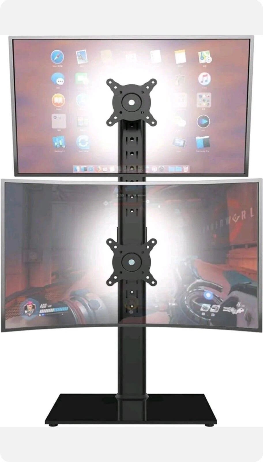 Vertical Dual Monitor Stand with Swivel, Tilt, and Height Adjustment | Image