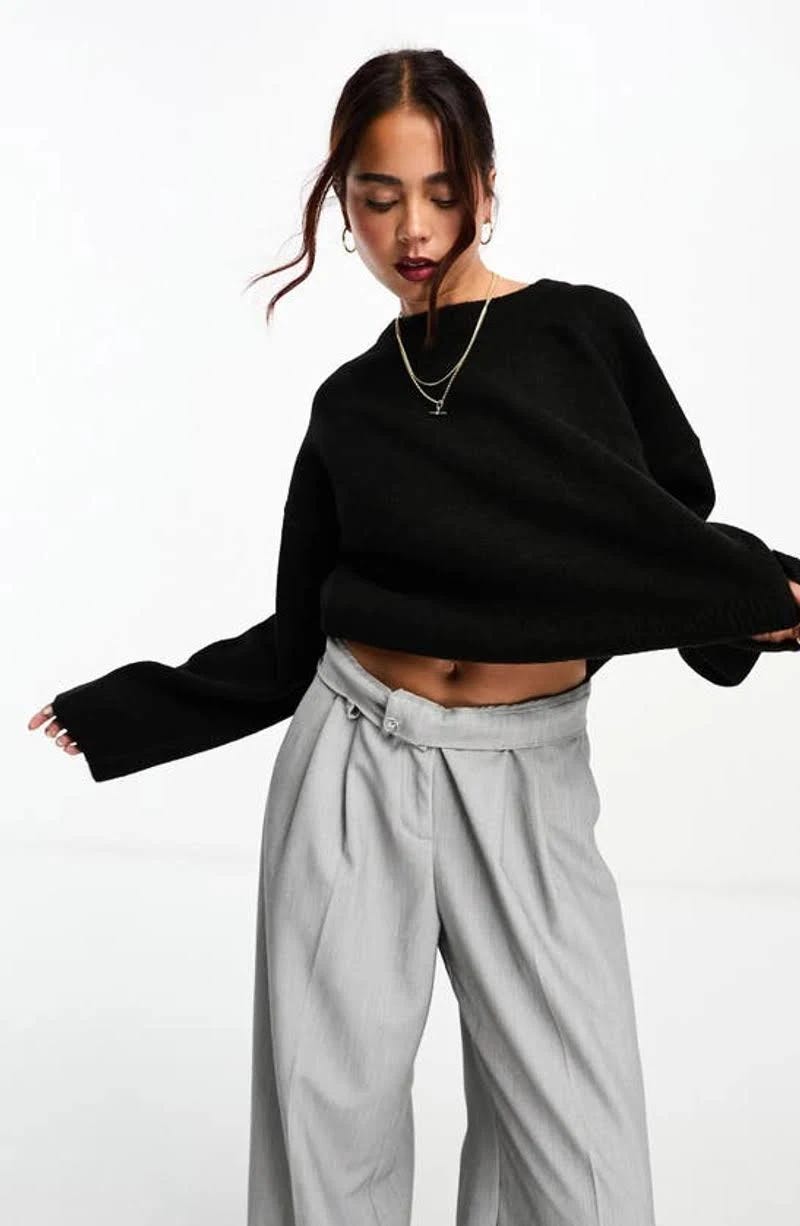 ASOS Oversized Black Crewneck Sweater - Luxurious Fit and Stylish Design | Image