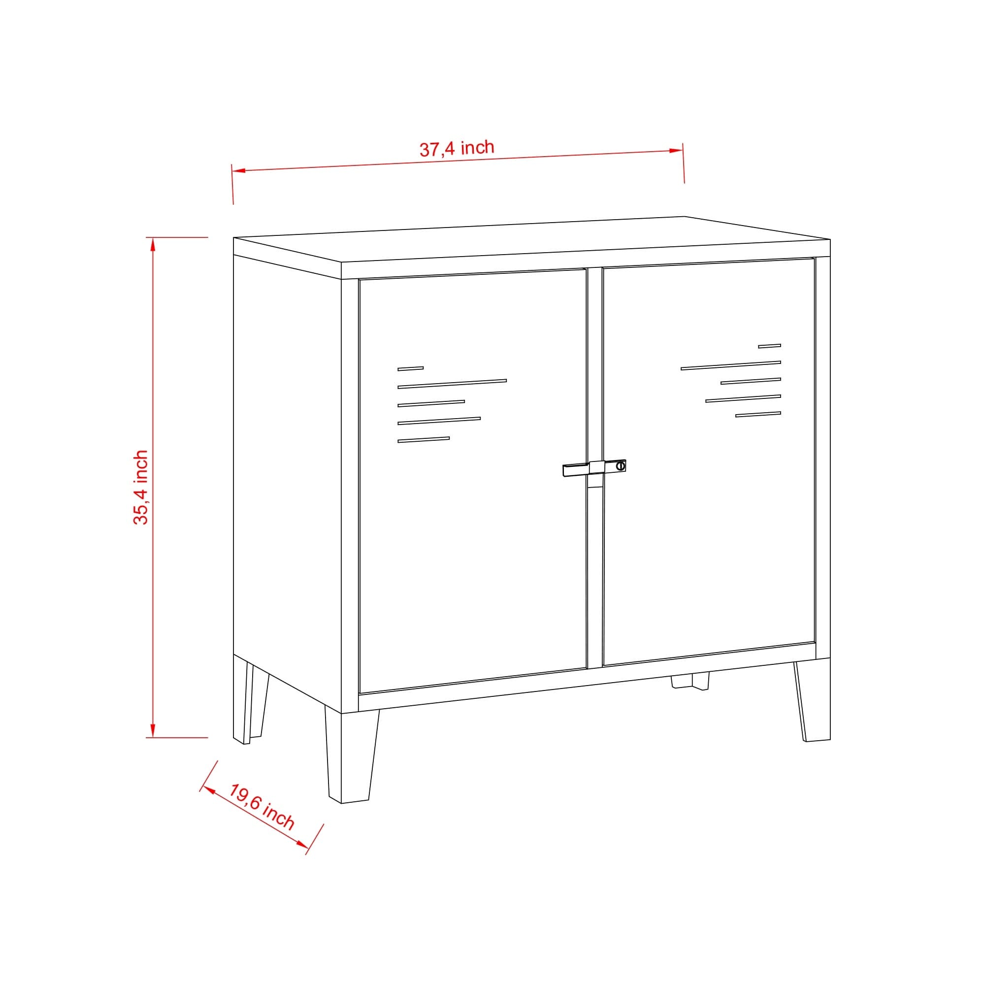 Ash Gray CEHA 37-inch Metal Wardrobe with Sideboard Functionality | Image