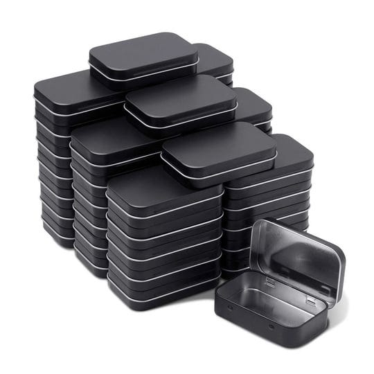 tamicy-metal-rectangular-hinged-tins-pack-of-40-matte-black-mini-portable-box-1