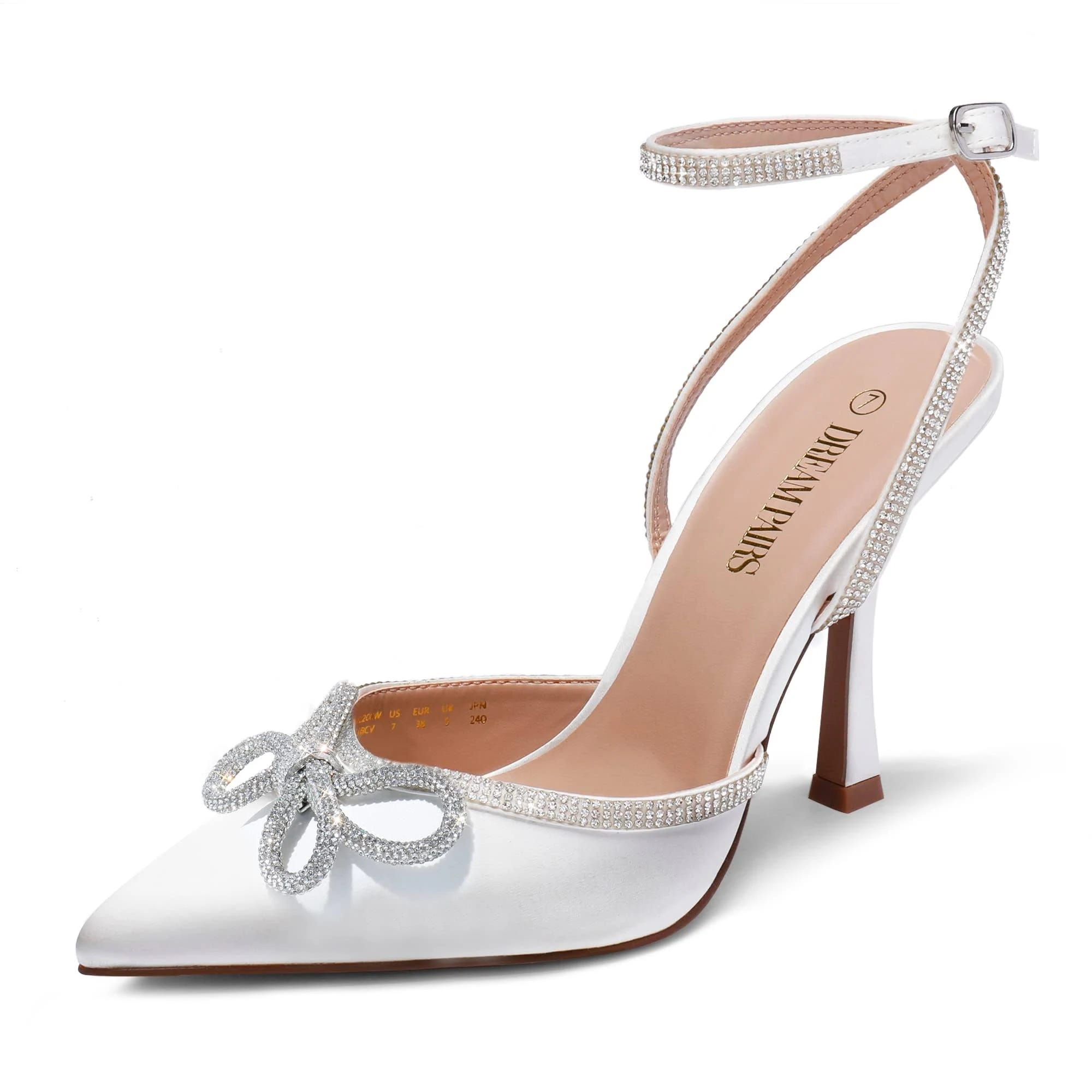 Glamorous White Closed Toe Heels with Non-slip Outsole | Image
