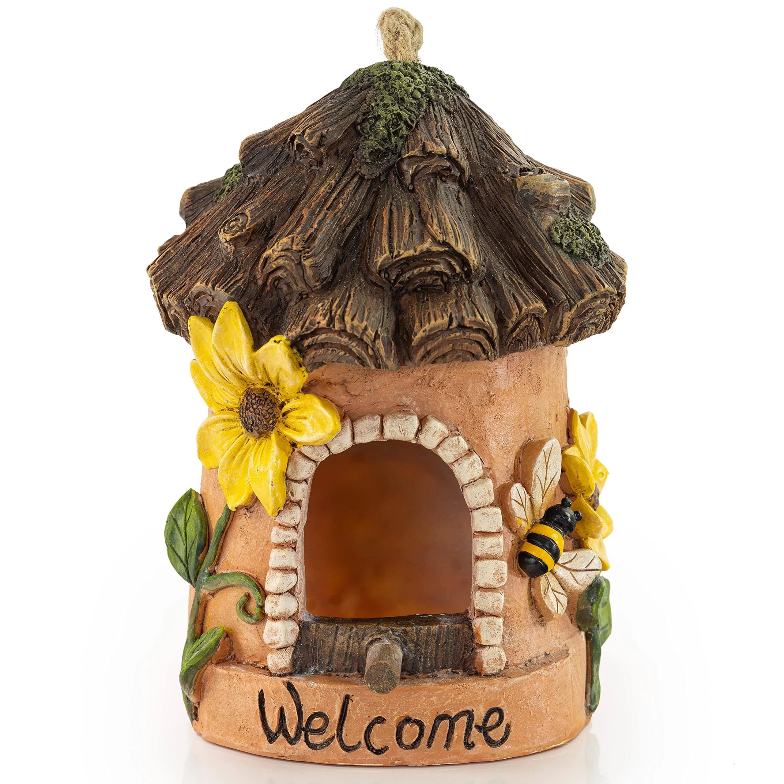 Arcadian Welcome Hand-Painted Birdhouse for Garden | Image