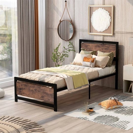 merax-metal-and-wood-bed-frame-with-headboard-and-footboard-black-twin-1