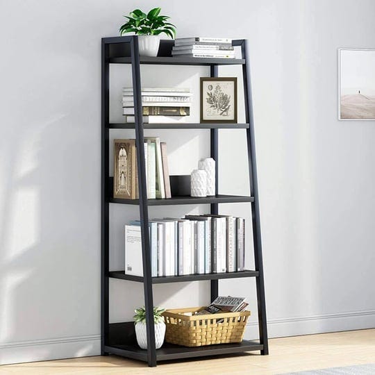 iotxy-5-tier-open-bookshelf-steel-and-wood-display-stand-50cm-width-floor-standing-bookcase-black-1