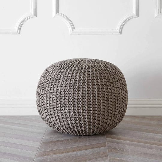 urban-shop-round-knit-pouf-hand-woven-cotton-taupe-1