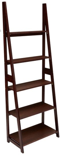 amazon-basics-basics-modern-5-tier-ladder-bookshelf-organizer-solid-rubberwood-frame-espresso-finish-1