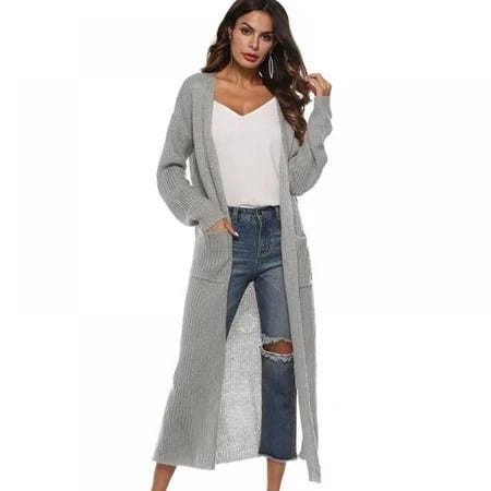 Graceful Long Sleeve Maxi Cardigan Duster Coat for Women | Image