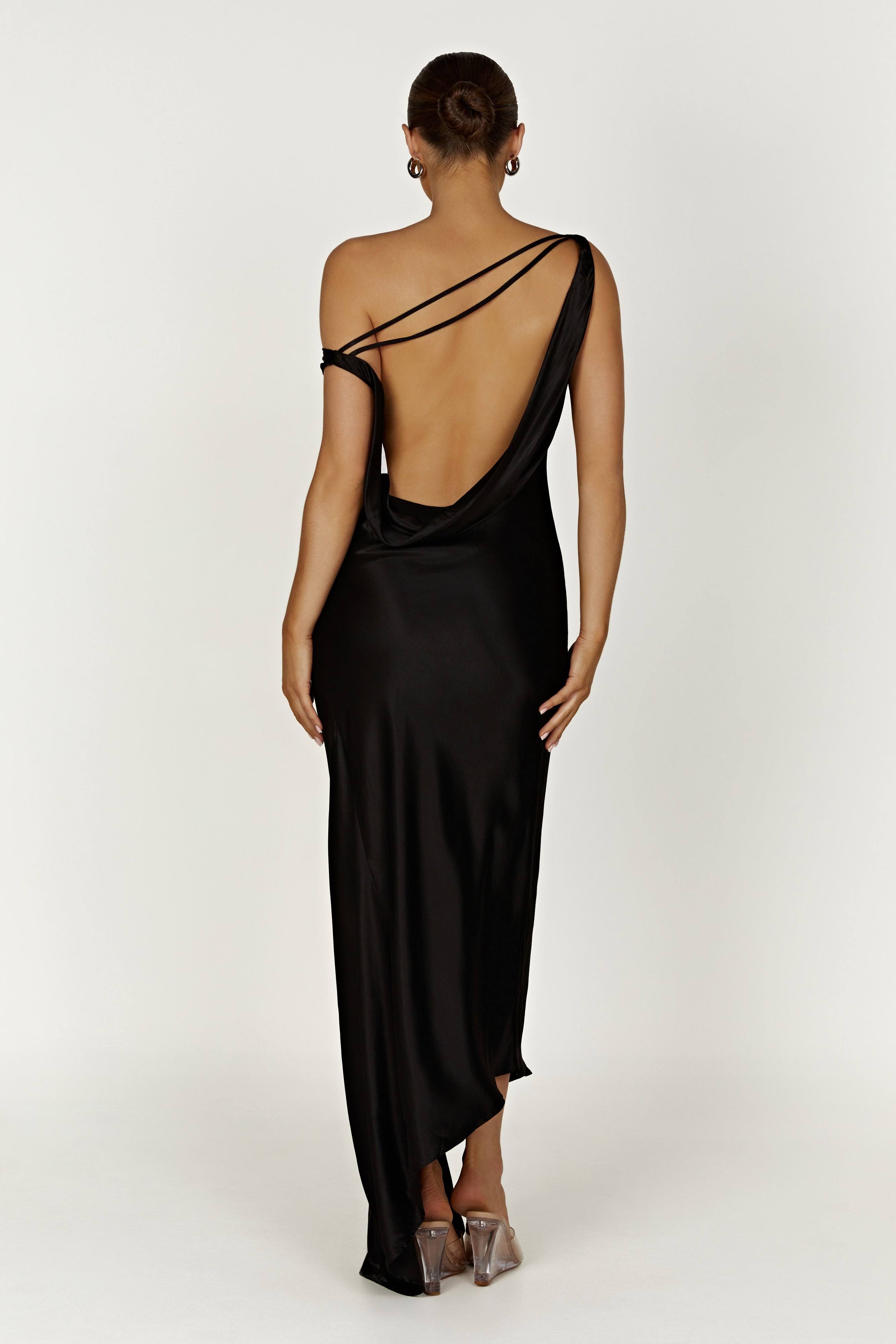 YVETTE: Asymmetrical Slip Maxi Dress with a Sensual Low Back Design | Image