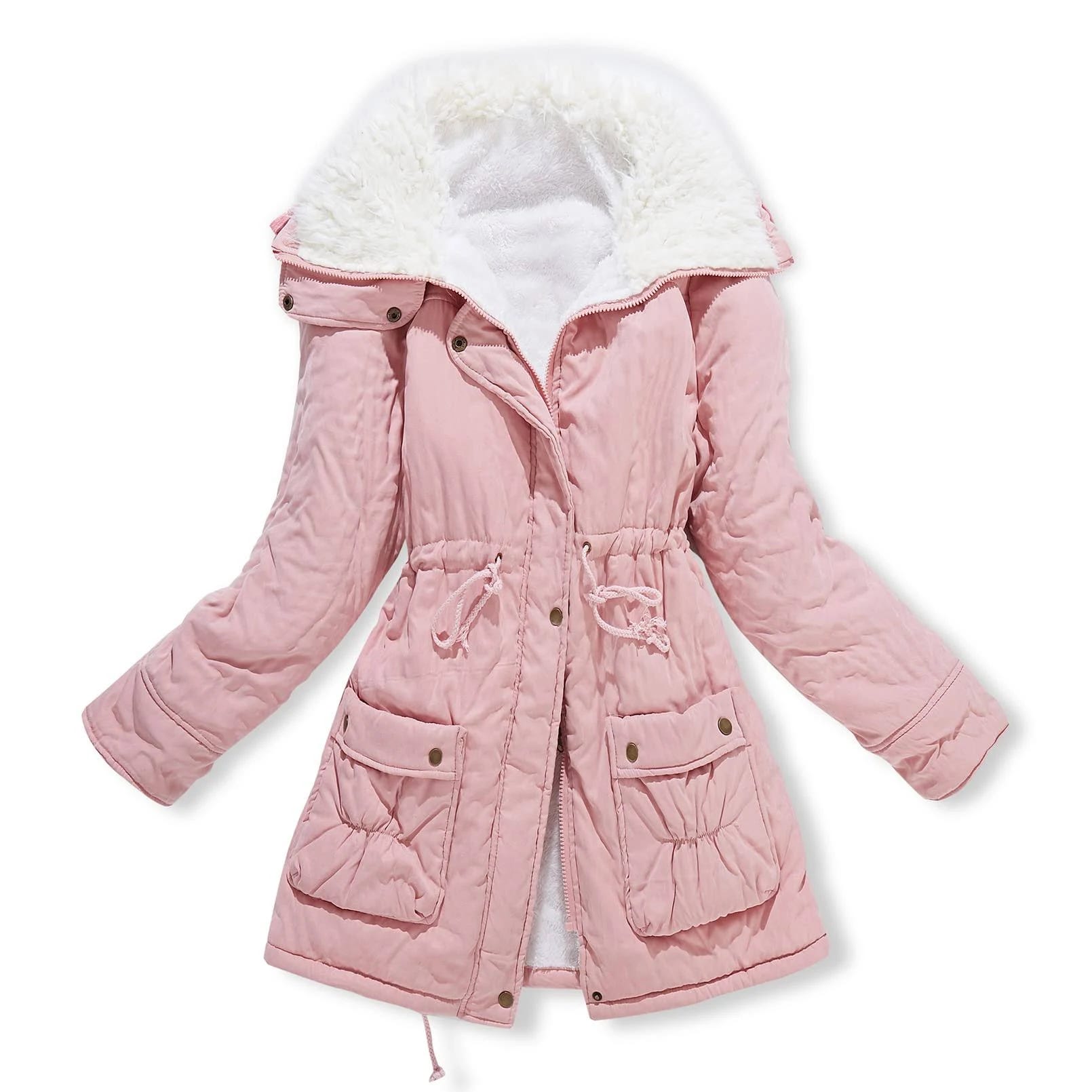 Fashionable Pink Faux Lamb Wool Jacket for Winter | Image