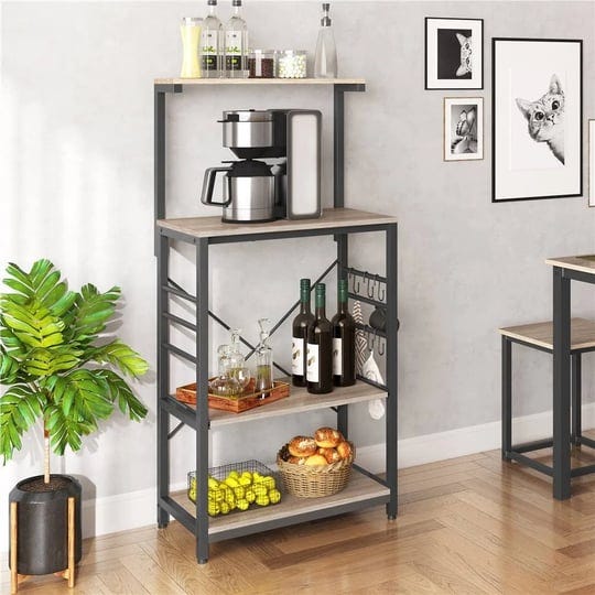 yaheetech-kitchen-bakers-rack-utility-storage-shelf-microwave-stand-cart-on-wheels-with-side-hooks-g-1