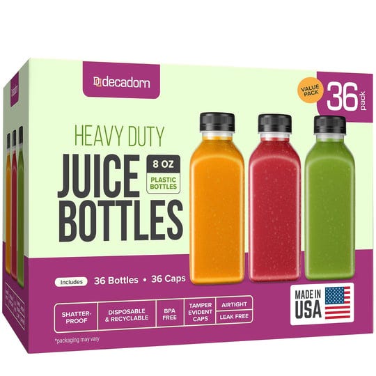 decadorn-8oz-plastic-bottles-with-caps-36-pack-plastic-juice-bottles-for-juicing-empty-juice-contain-1
