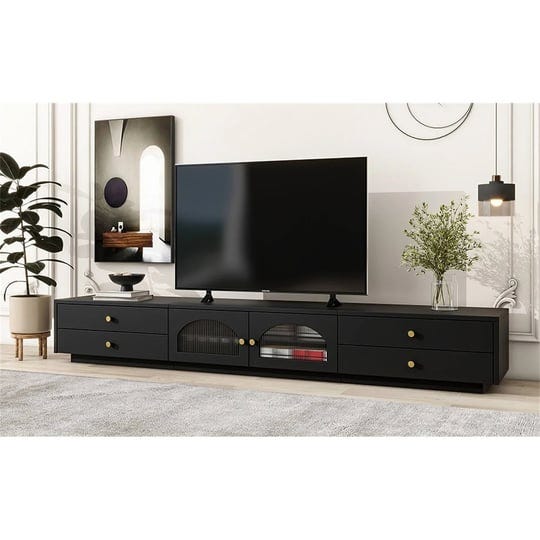 tv-stand-with-fluted-glass-doors-black-1