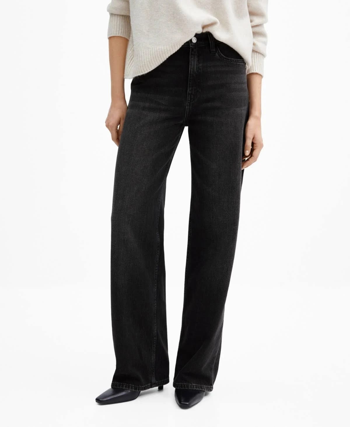 High-Waist Wideleg Black Jeans for Women | Image