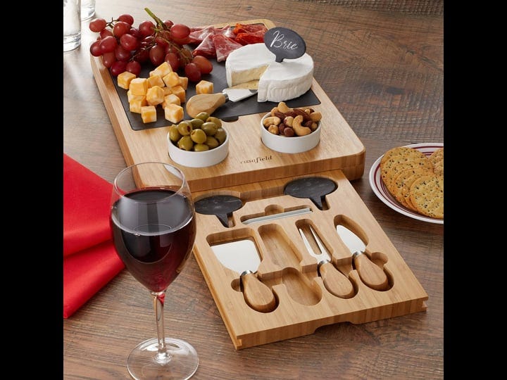 casafield-bamboo-charcuterie-cheese-board-gift-set-with-slate-tray-4-knives-2-dip-bowls-brown-1