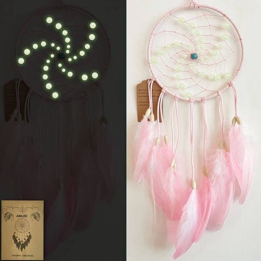 awlee-luminous-dream-catchers-wall-hanging-room-decor-handmade-pink-feather-for-girls-kids-bedroom-d-1