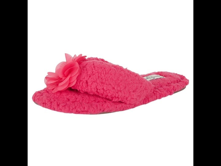 jessica-simpson-womens-fluffy-pom-thong-house-slide-on-slippers-with-memory-foam-size-large-pink-1