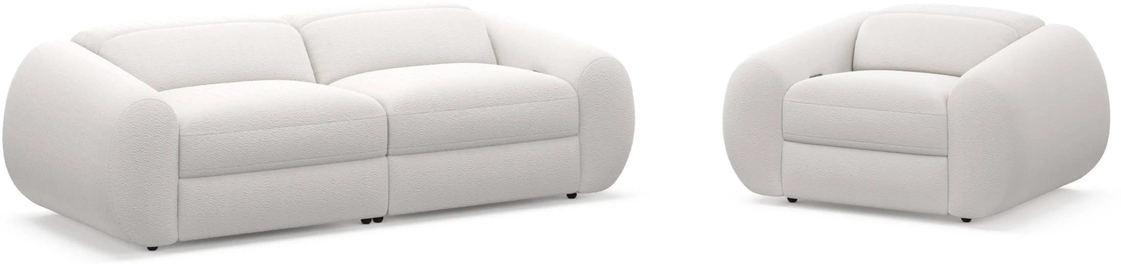 Aura Dual-Power Reclining Sofa and Recliner Set - Luxury White Sofas | Image