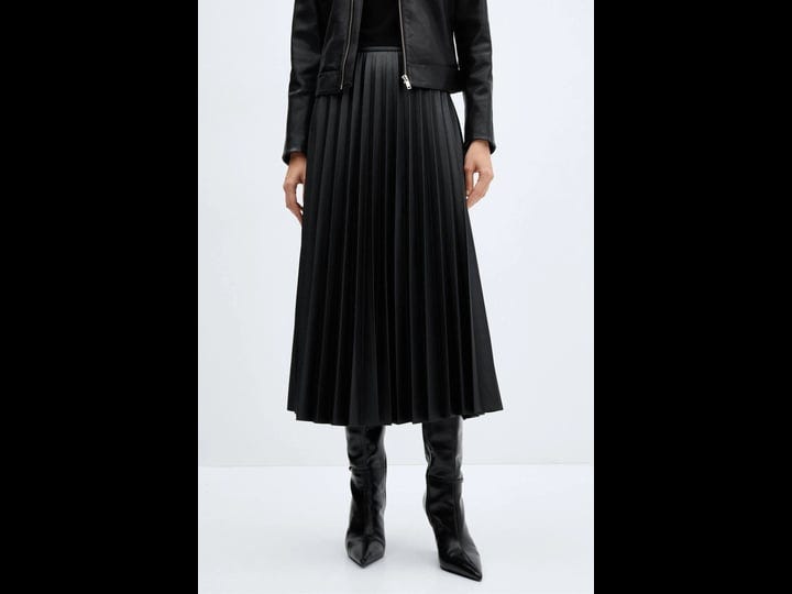 mango-leather-effect-pleated-skirt-black-l-women-1