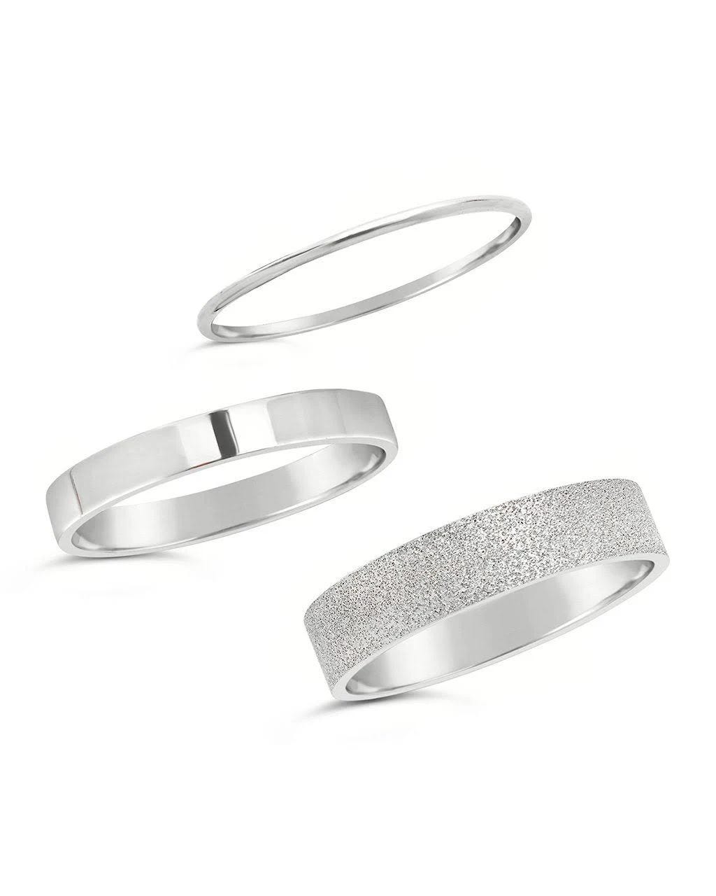 Unique Textured Stack Ring Set of 3 by Sterling Forever | Image