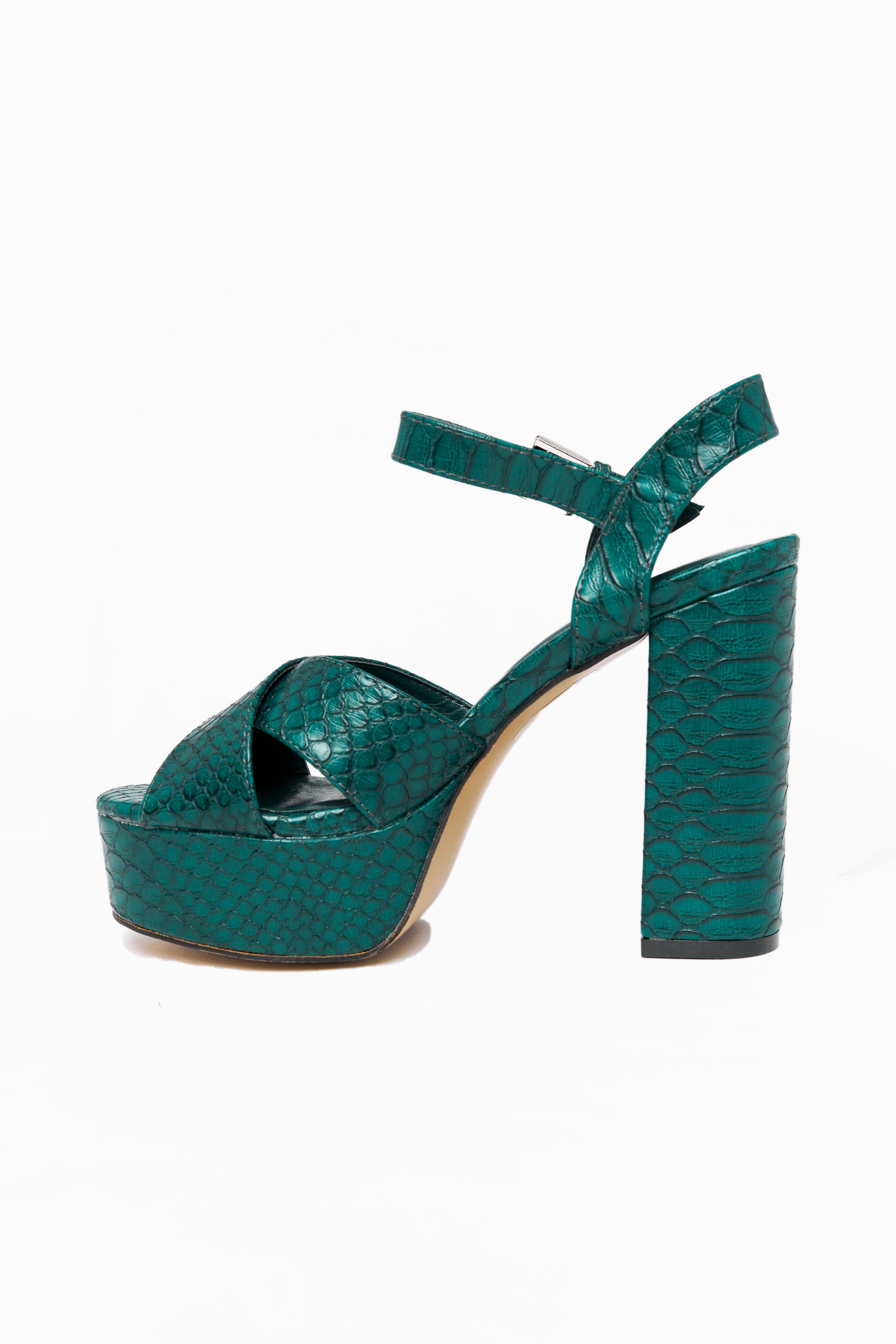 Emerald Green Platform Heels - Eugenia by BuddyLove x Shushop | Image