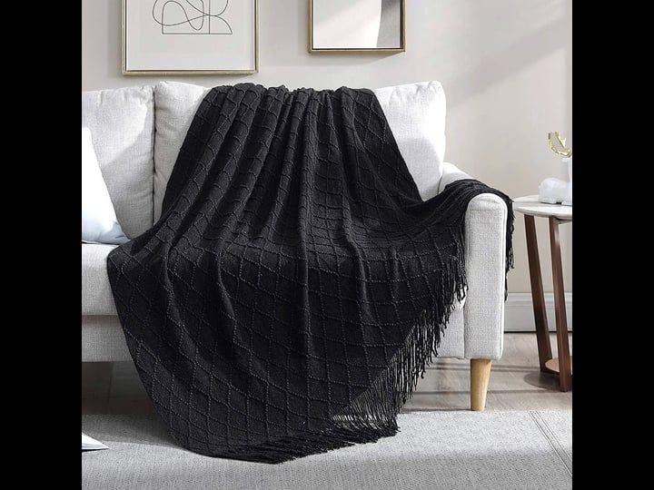 acrylic-knit-throw-blanket-for-couch-black-50-x-61