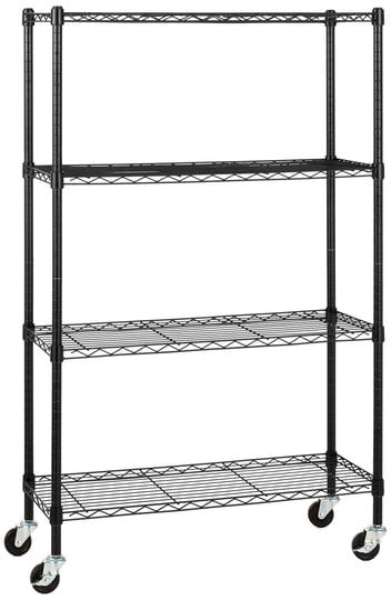 amazonbasics-4-shelf-shelving-unit-on-3-casters-black-1