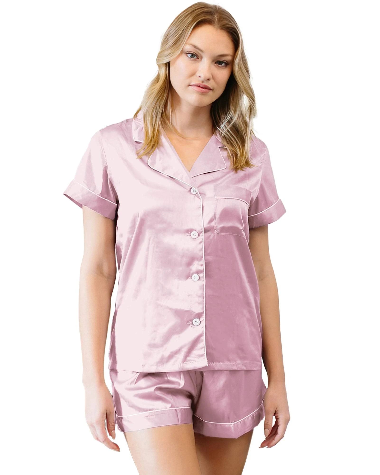 Comfortable Light Pink Pajama Set for Bridesmaids | Image