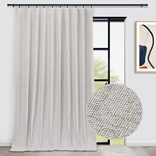 Linen Textured Farmhouse Thermal Blackout Curtains for Large Windows | Image