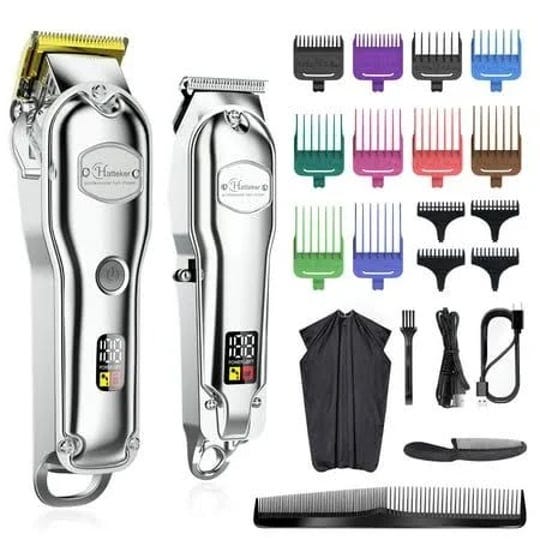 hatteker-hair-clipper-for-men-professional-hair-cutting-kit-with-t-blade-trimmer-rechargeable-silver-1