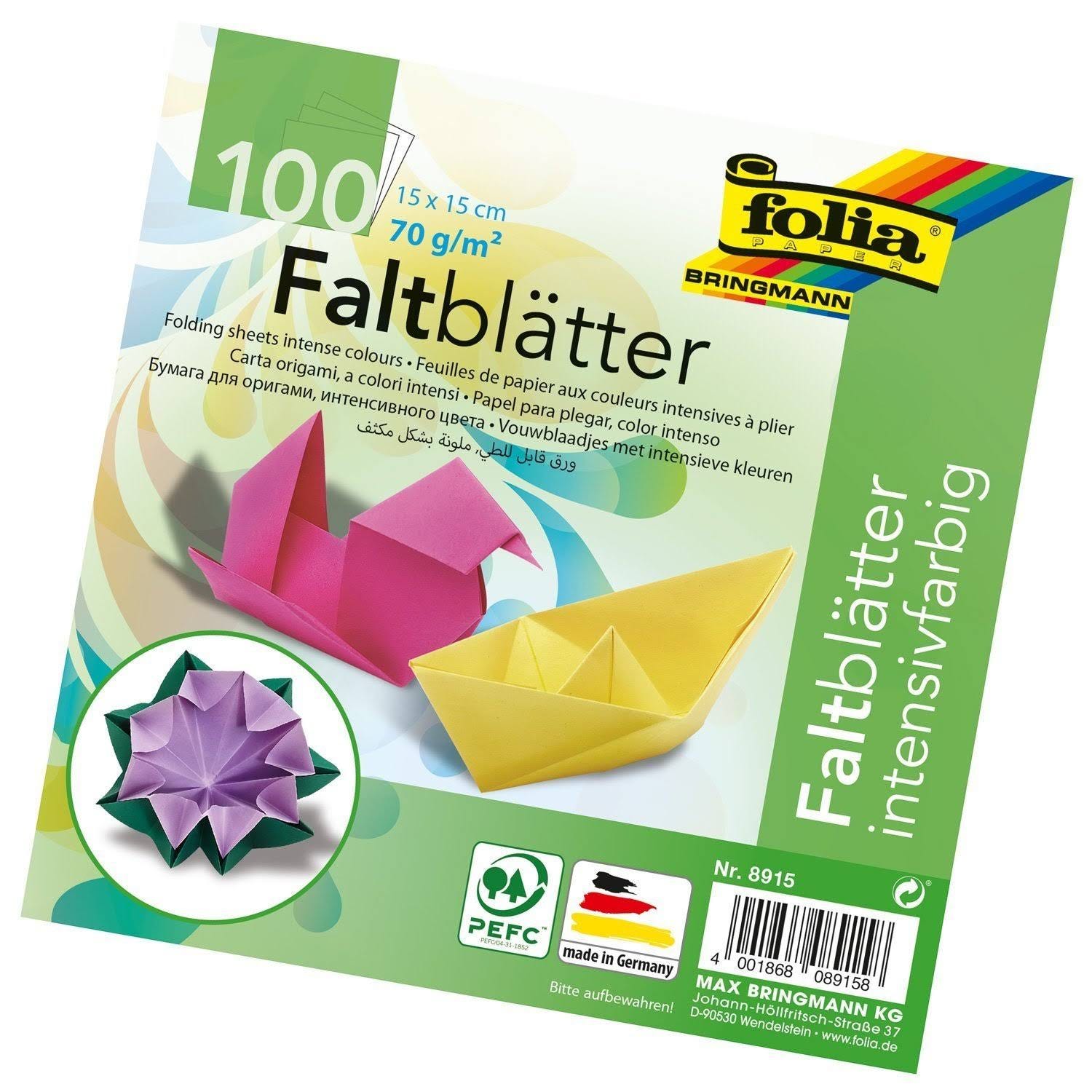 Folia Solid Origami Paper 6 in x 6 in - 100 Packs, Assorted Colors | Image