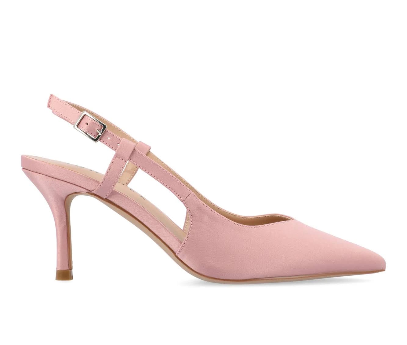 Stylish Light Pink Wide Width Pump with Pointed-Toe and Padded Footbed | Image